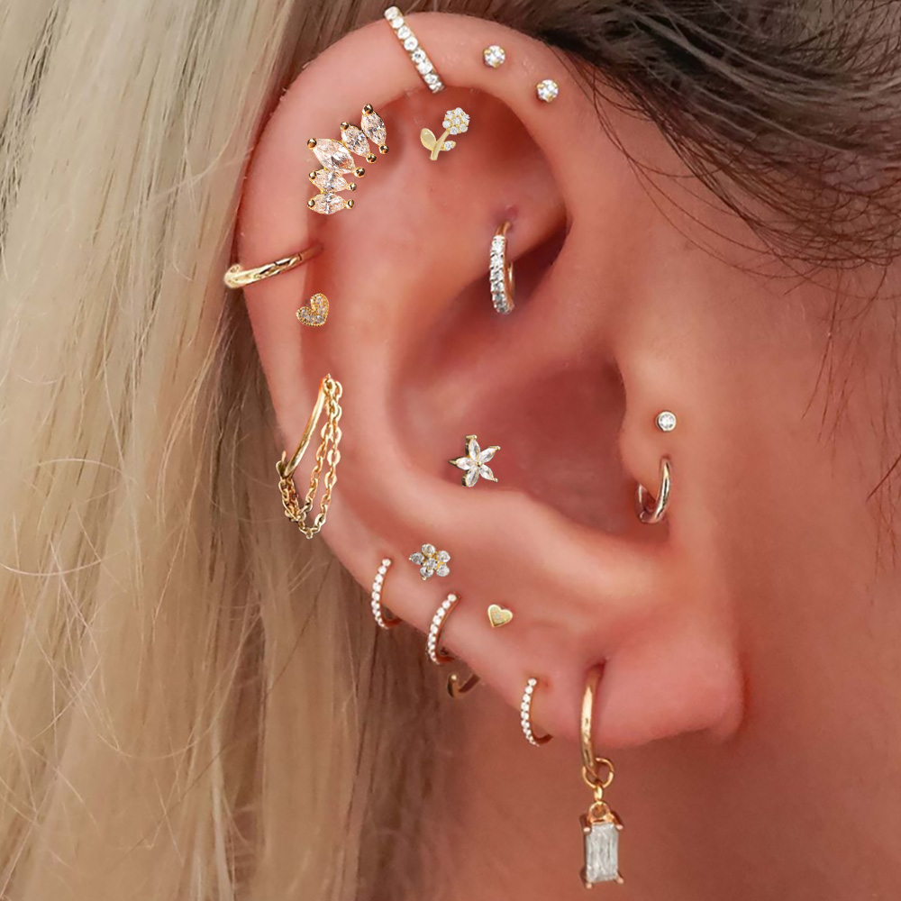 Pendientes Helix Daith para Piercing en la oreja para mujer, lóbulo del trago, segmento colgante orbital, anillo para tabique con cadena, joyería para cartílago