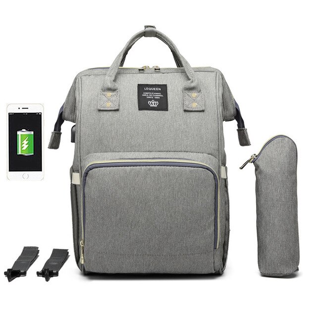 Diaper Bag Backpack Lequeen Large Baby Bag with Changing Pad Travel Back pack Built in USB Waterproof Maternity Bag: 4