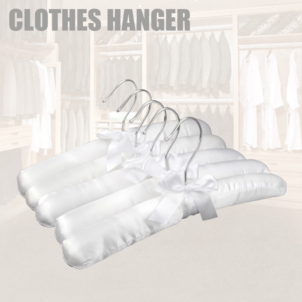 5 Stuks White Satin Hanger Coat White Satin Pad Luxe Luxe Bruiloft Bruid Kleerhanger Kleding Winkel Doek Hanger