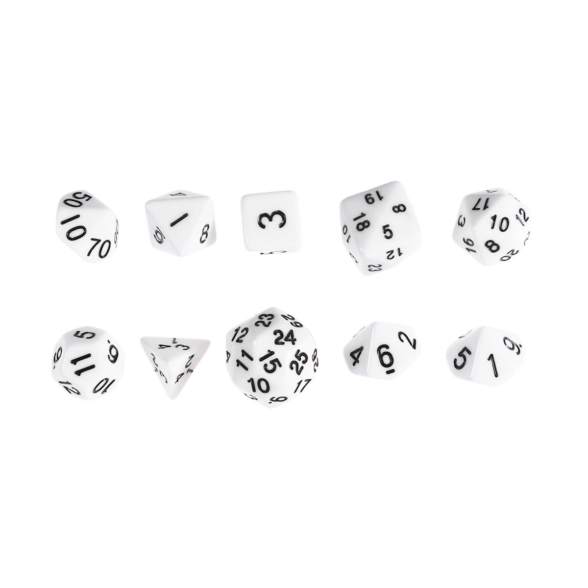 1 Set/10 Pcs Acrylic Polyhedron Dices Numbers Dice Multi-Faceted Entertainment Dice For Home Bar Table Board Games: White