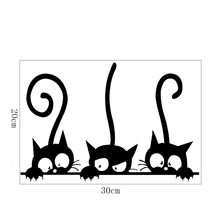 Simpatici adesivi murali fai-da-te con tre gatti neri decorazioni per soggiorno per auto Tv adesivi murali vinile decorazioni per la telecamera dei bambini moda per la casa: A