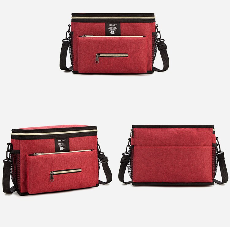 Luiertas Cartoon Kinderwagen Organizer Nappy Luier Tassen Vervoer Buggy Kinderwagen Winkelwagen Mand Haak Kinderwagen Accessoires: red