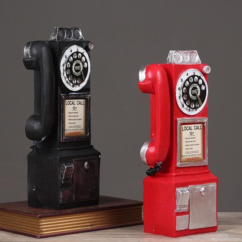 Hjem indretning vintage telefon model væg hængende kunsthåndværk ornamenter retro hjemmemøbler figurer telefon miniature dekoration