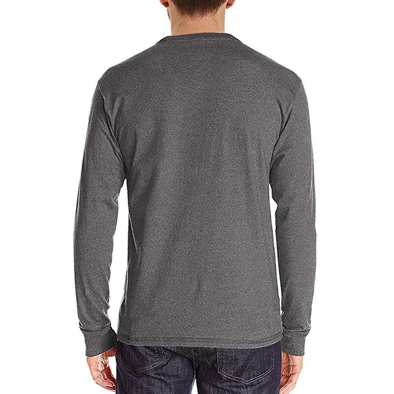 Skateboarding t-shirts mænd knapper t-shirts efterår mandlige skulder indsættelse langærmet ren farve mandlige bund tee-shirts