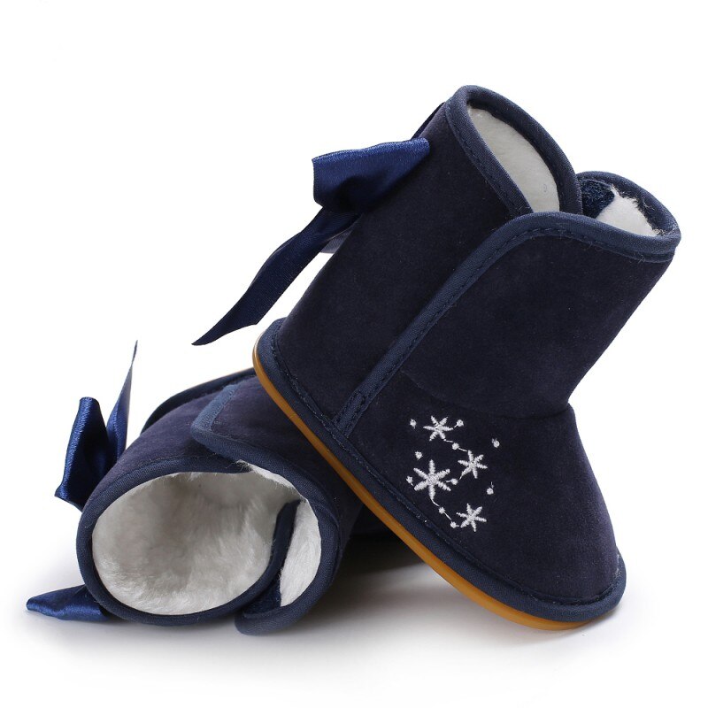 Nieuw Winter Baby Meisjes En Jongens Schoenen Grote Boog Gum Plus Fluwelen Warm Baby Laarzen Meisje Laarzen Kid Schoenen