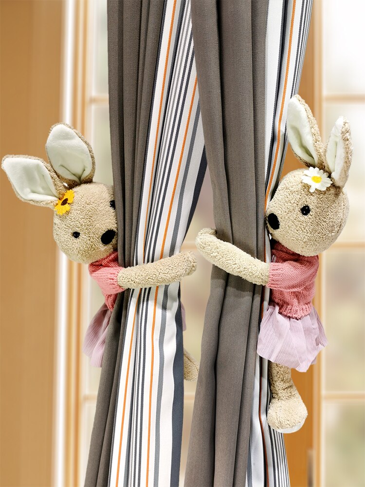2 pièces Jungle forêt animaux rideau porte-embrasse crochets cravate dos enfants chambre décoration accessoires Holdback rideau sangles: E