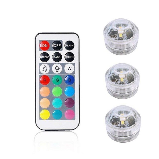 IP68 Waterproof Battery Operated Multi Color Submersible LED Underwater Light for Fish Tank Pond Swimming Pool Wedding Party: 1 remote 3 lamp