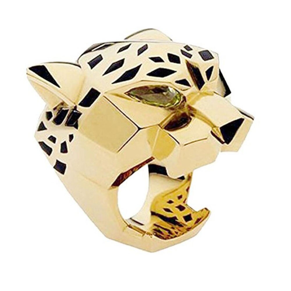 Leopard Man Woman Cocktail Statement Ring Green Zircon Eyes Jewelry Size 6/7/8/9: 6 / gold