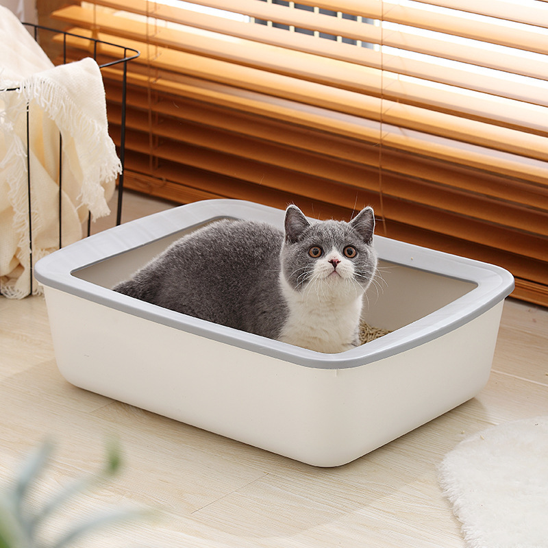 Rectangular litter box cat toilet cat supplies small semi-enclosed litter box color splash-proof: grey