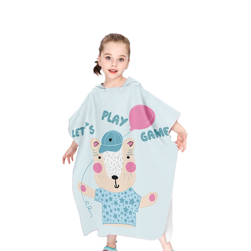 Kitten Kind Strand Veranderende Poncho Cartoon Meisjes Seaside Zonnebrandcrème Strand Gewaad Microfiber Snel Droog Hooded Handdoek Dieren Gedrukt: 22H