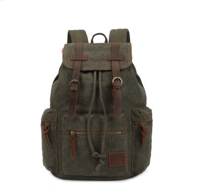Kaukko lærred rygsæk skuldre taske lynlås anti-ridse sport rejsetaske laptop rygsæk skoletaske rygsæk rygsæk: Grøn