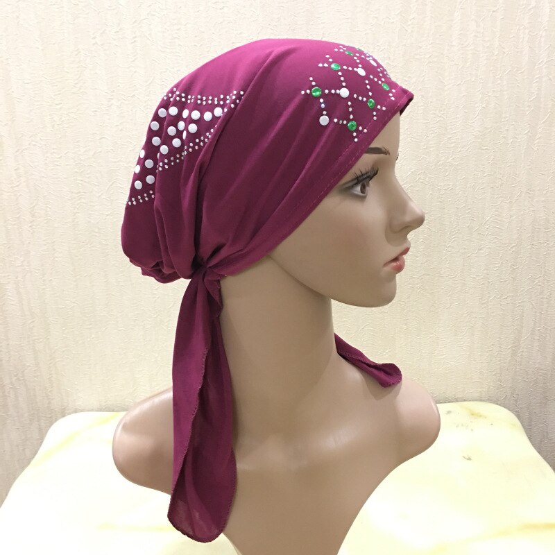 (Paillettes motifs envoyer aléatoire) cristal ITY élastique chapeau musulman hijab turban islamique (Plus de couleurs stock maintenant): 16