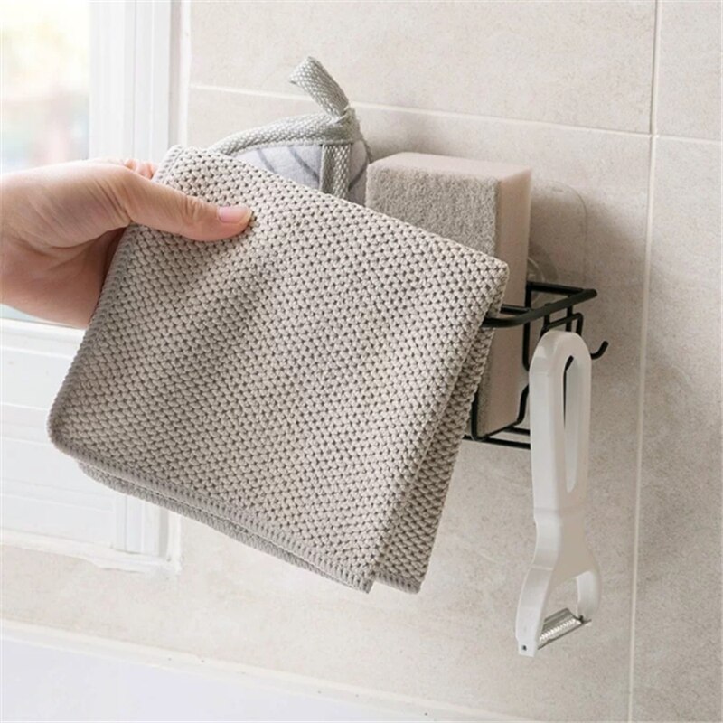 Zelfklevende Ijzer Sink Rag Rekken Wall Mounted Spons Afvoer Opslag Planken Rekken Aanrecht Accessoires Badkamer Organizer