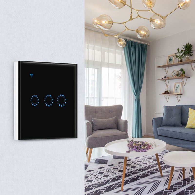 Touch Switch Smart Light Switch Panel Wall interruptor 3 Gang wifi light switch Work with Alexa Google Home EU Plug