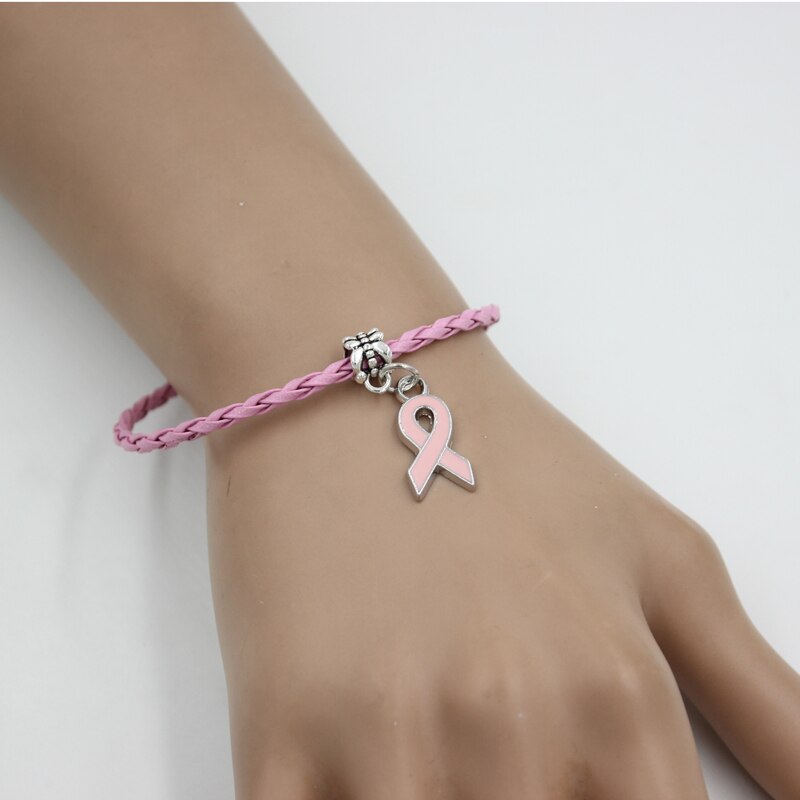 New breast cancer bracelet, yellow pink band charm bracelets, awareness jewelry for cancer center foundation