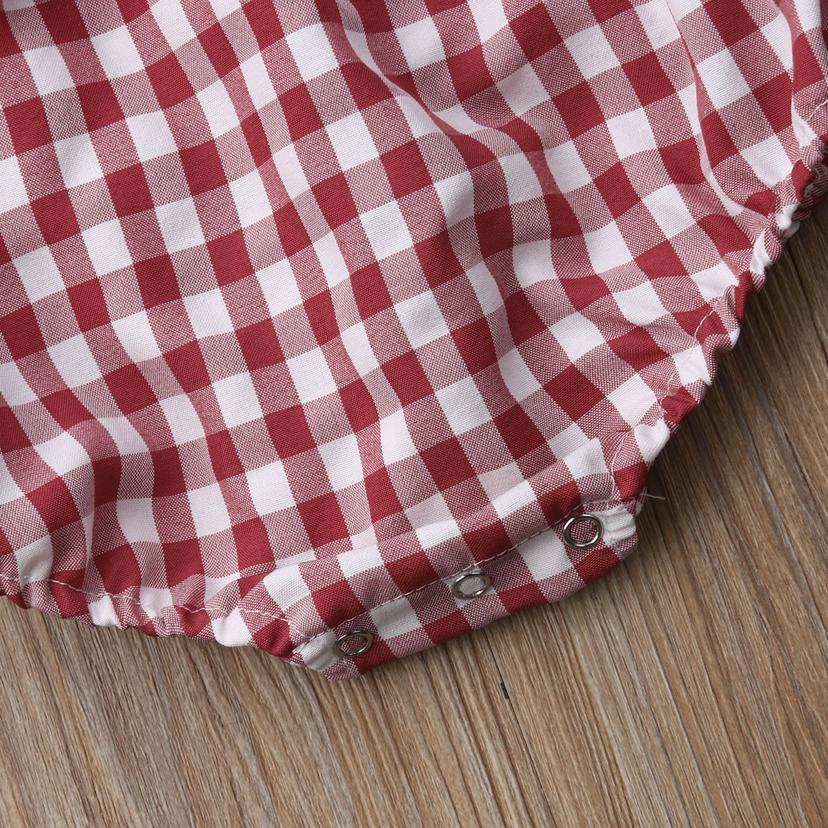 Brand Newborn Infant Baby Girl Ruffle Plaid Sunsuit Bodysuit Outfits One-Pieces Checked Children Summer Clothing 0-18M