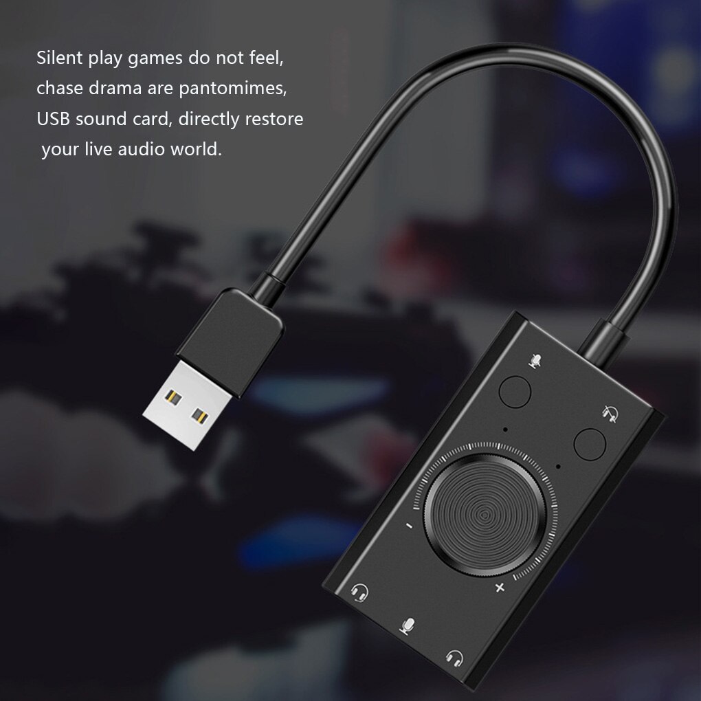Tragbare USB Externe Soundkarte Stereo Mic Lautsprecher Headset Audio Jack 3,5mm Kabel Adapter Stumm Schalter Volumen Einstellung