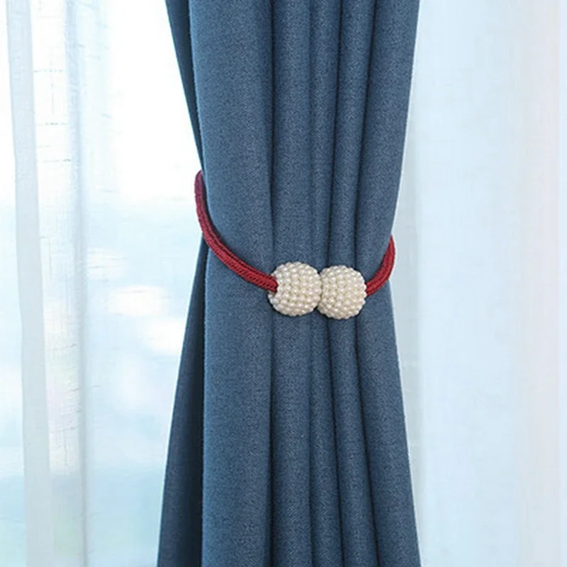 Abrazaderas magnéticas para cortinas, soporte con pompón, Clips magnéticos para colgar bolas, accesorios de decoración del hogar, 1 unidad: Rojo