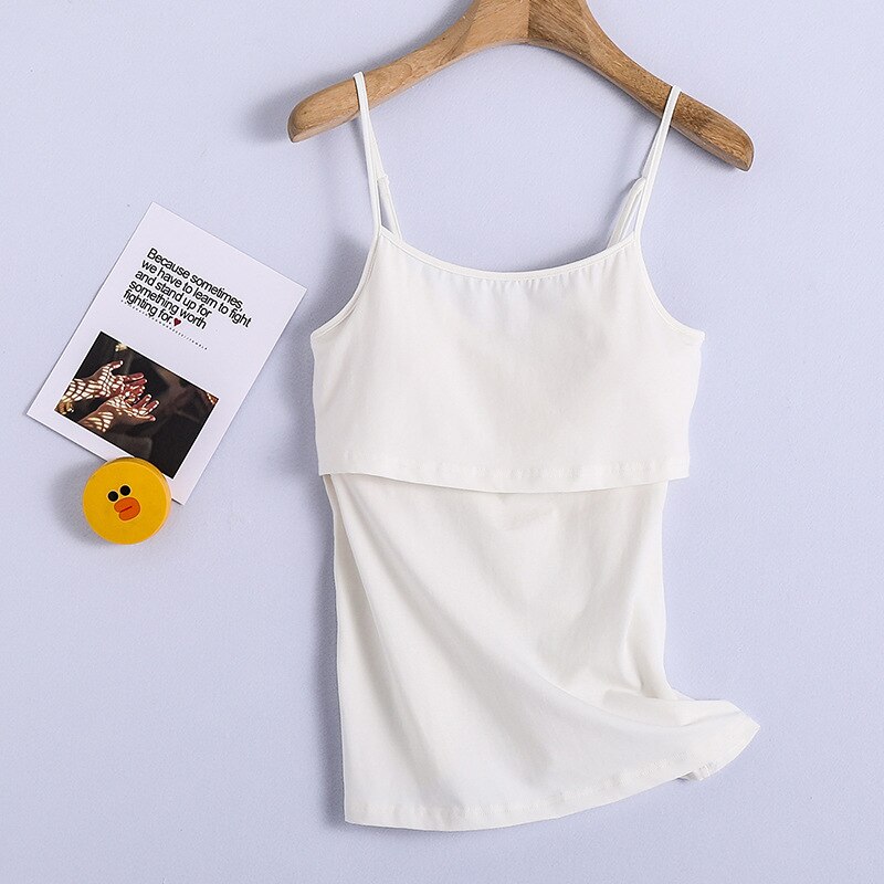 Top de grossesse pour femmes, vêtements solides, haut d&#39;allaitement, débardeur ample en coton, Top court, chemise de maternité, été: WHITE / M