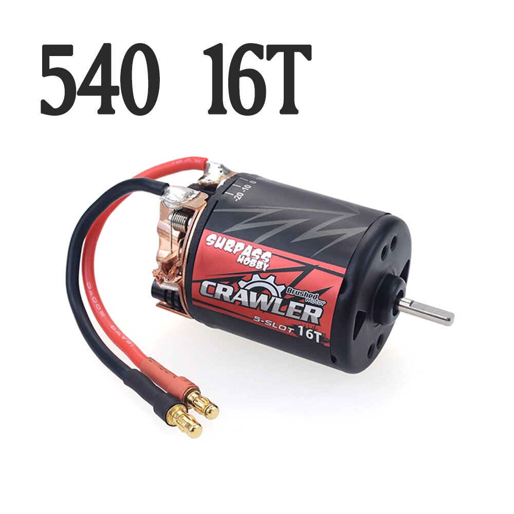 Waterproof 5-Slot 540 550 10T 11T 12T 13T 16T 20T Brushed motor w/ 60A 80A ESC for tamiya Kyosho TRAXXAS WLtoys 1/10 RC Car: 540 16T