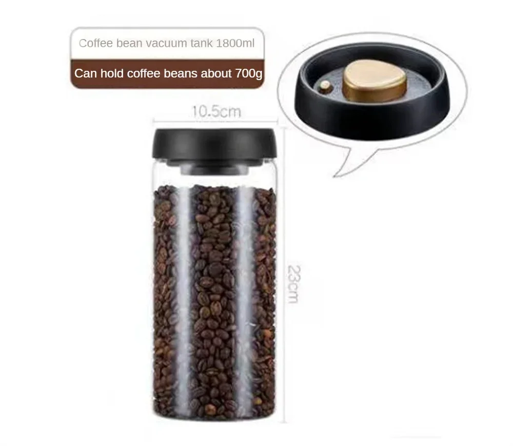 Koffiebonen Vacuümverzegelde tank Transparant glas Voedselopslagpotten Huishoudelijke vochtbestendige luchtafzuiging Luchtdichte container: Blauw