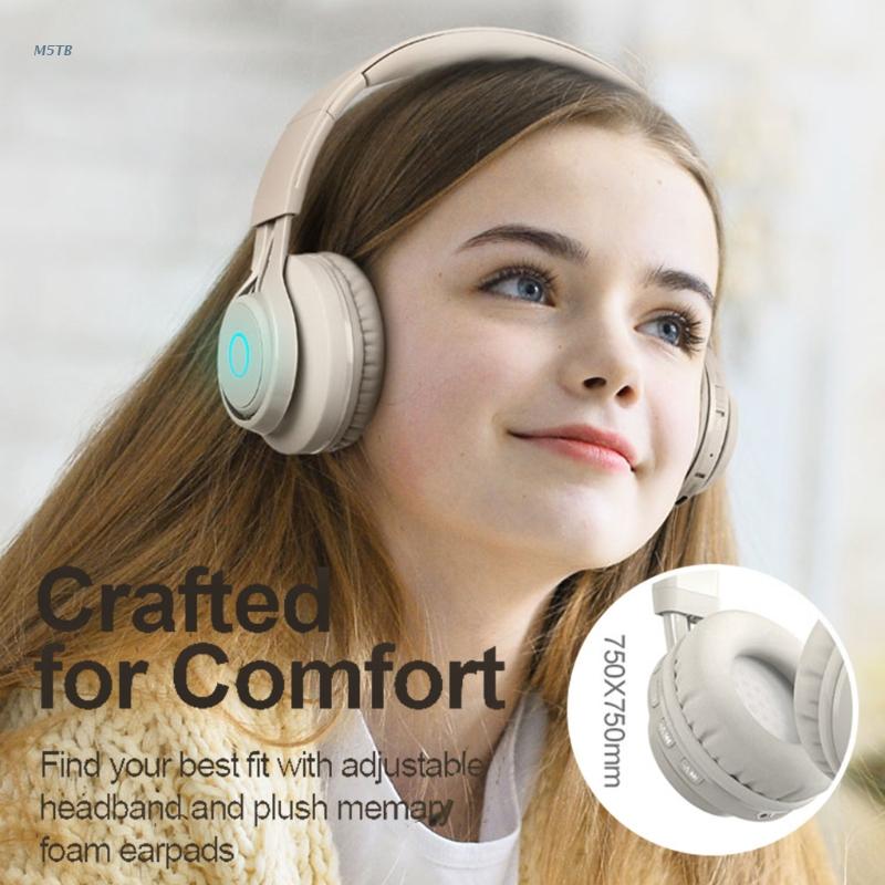 Kids Headphones Blue-tooth Wireless Volume Limited Childrens for Boys Girls M5TB