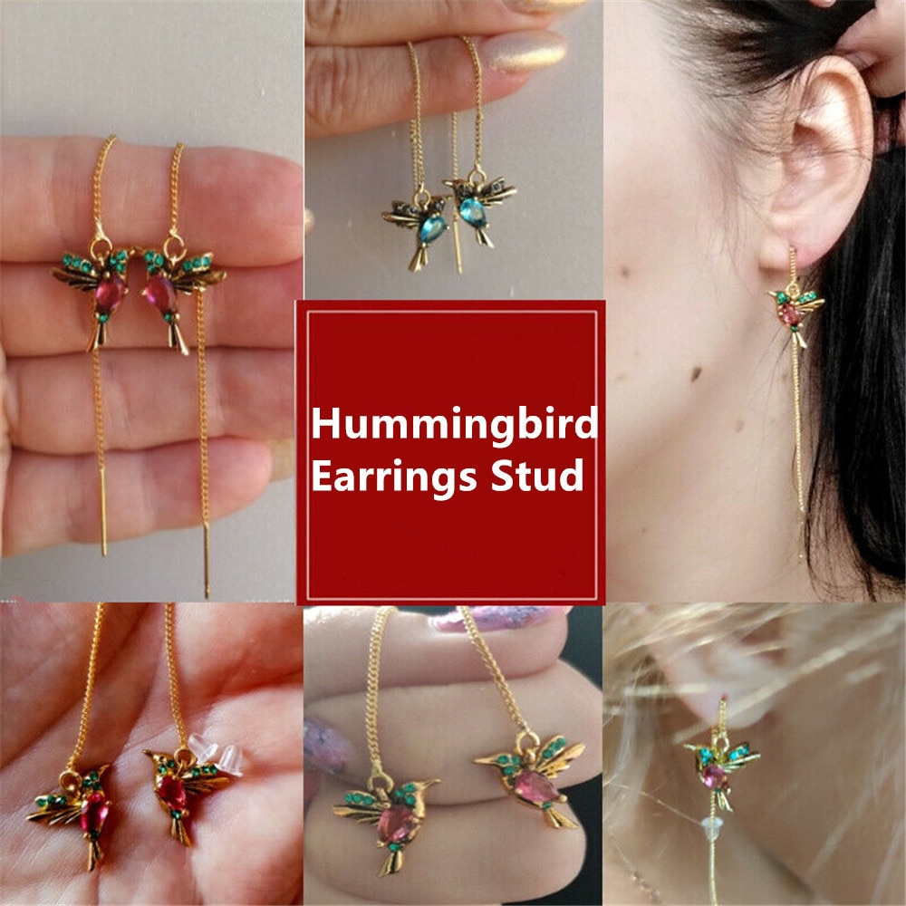 colibrì Infila Degli Orecchini Della Vite Prigioniera di Goccia Lunghi Nappa di Cristallo Ciondola per le Donne di Fascino Dei Monili di Cerimonia Nuziale del Regalo