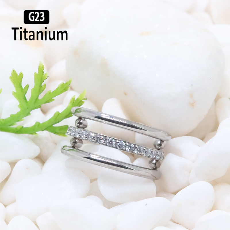 G23 titan piercing cz hoop höjdsegment ring clicker septum piercing näsringar tragus brosk helix läpp örhängen: Grå / Svart pistol pläterad