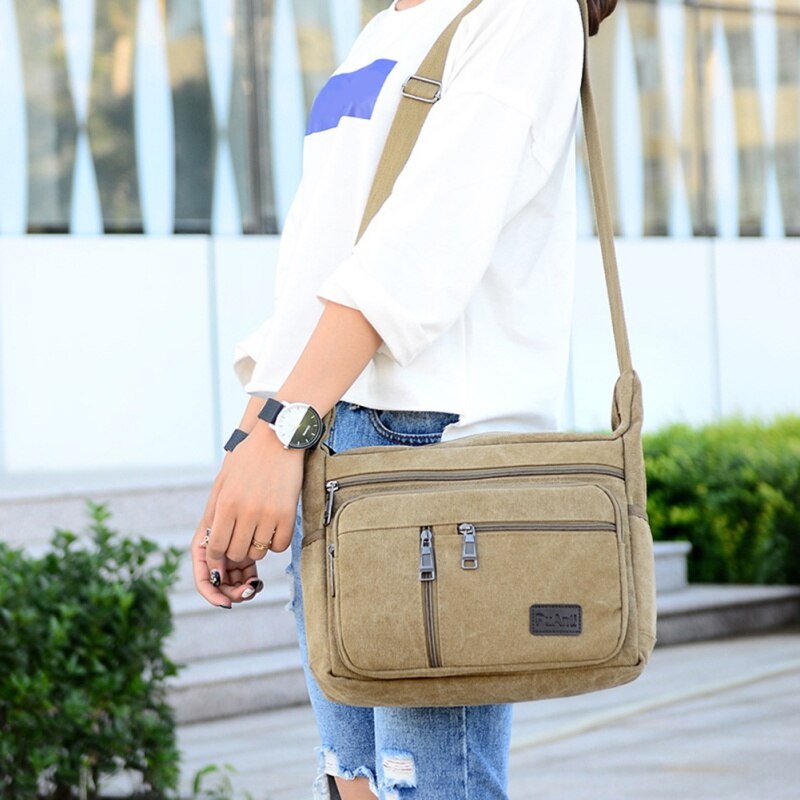 Heren canvas schoudertas grote capaciteit wasbare messenger bag outdoor vrijetijdsreizen crossbody tassen