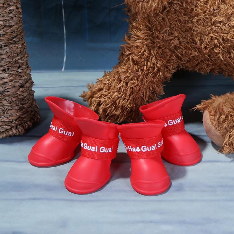 4 stks/partij Anti-slip Hond Schoenen Waterdicht Regen Snowboots Siliconen Huisdier Puppy Hond Teddy Chihuahua Schoenen Huisdier producten