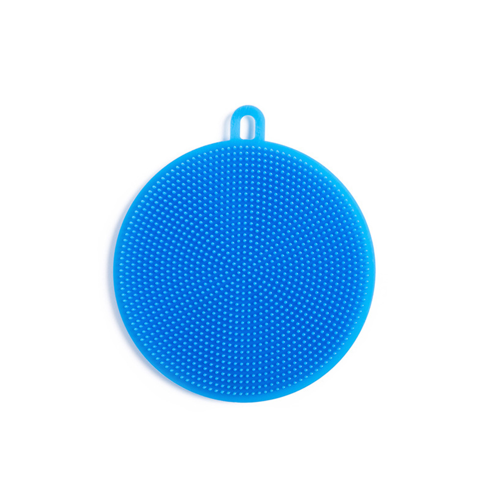 Silicone Dish Washing Brush Scrubber Multifunction Scouring Pad Clean Antibacterial Brushes Kitchen Cleaning Antibacterial Tool: Blue