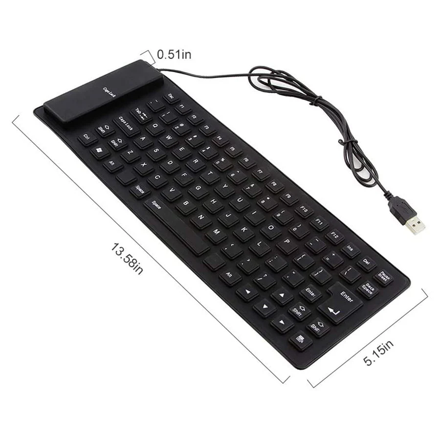 Foldable Silicone Keyboard, USB Wired 85 Keys Waterproof Rollup Silent Typing Soft Touch Keyboard for PC Notebook Laptop