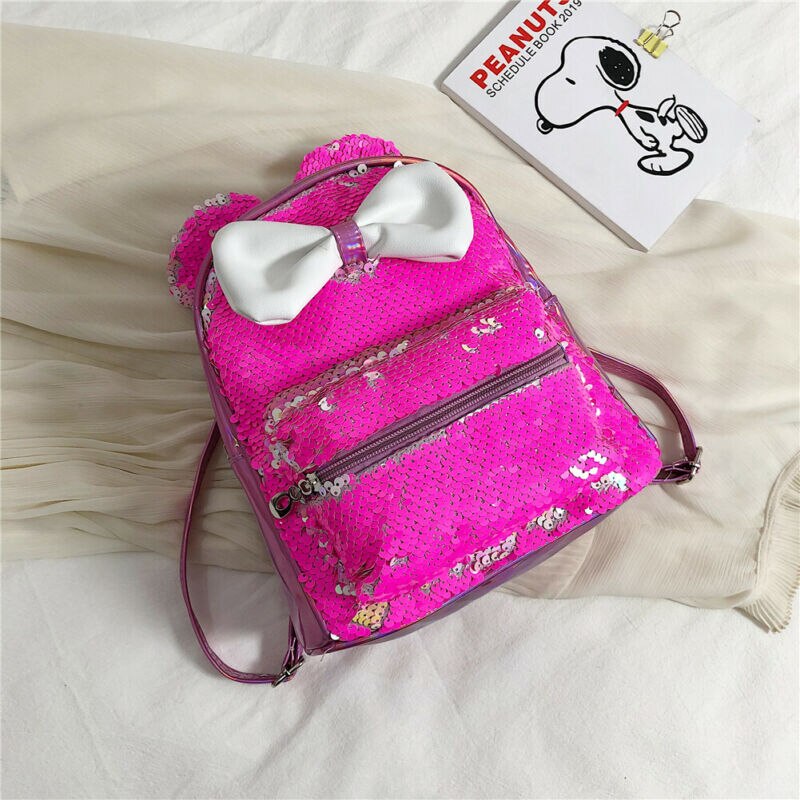 2020 novo bonito do bebê meninas lantejoulas mochila glitter bling saco de escola crianças criança bowknot pequeno mini