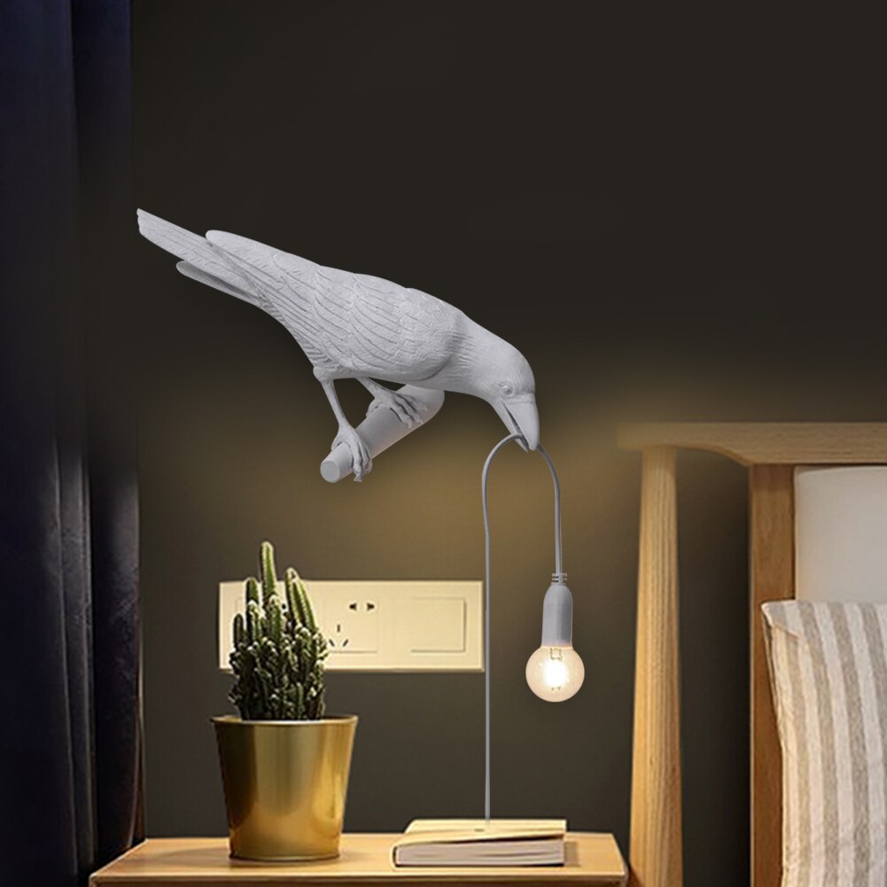 Animal Bird Table Lamp Aisle Bedside Lamp Lucky Bird Bedroom Decor Nordic Led Table Lamp Resin Crow Desk Lamp Wall Light