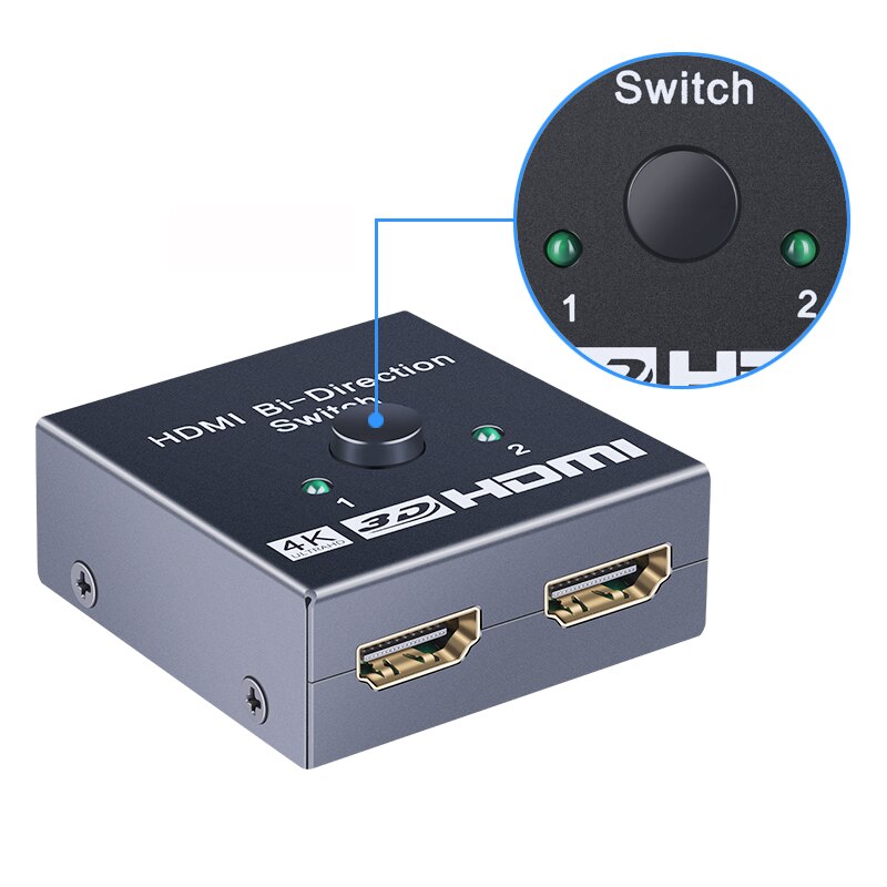 1080P 3D HDR HDCP HDMI switcher 2-port bidirectional 1x2 / 2x1 HDMI switcher splitter supports PS4 Xbox HDTV Ultra HD 4K