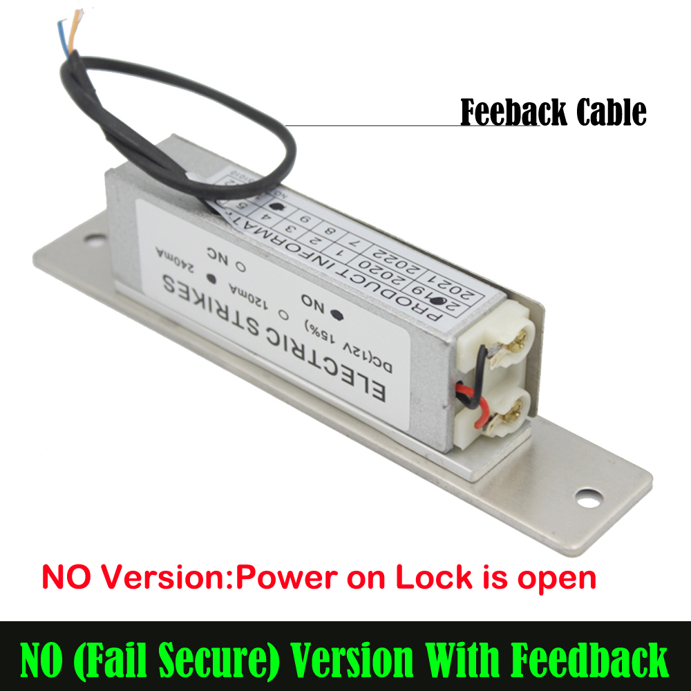 Stainless Steel 12V Electric Strike Lock Electronic Door Access Control Lock Fail Safe Fail Secure Electric Lock Electronic Bolt: Fail secure Feedback