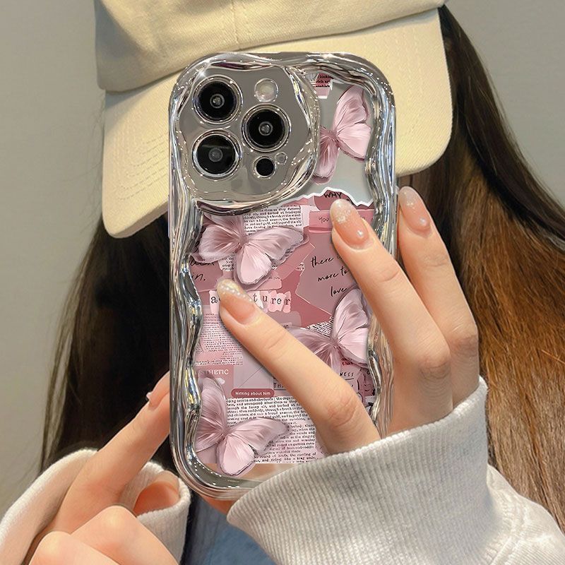 Funda de teléfono China-Chic mariposa para iPhone 14 Pro Max 15 11 12 13 XR 8 7 Plus X XS SE 2022 funda de silicona suave