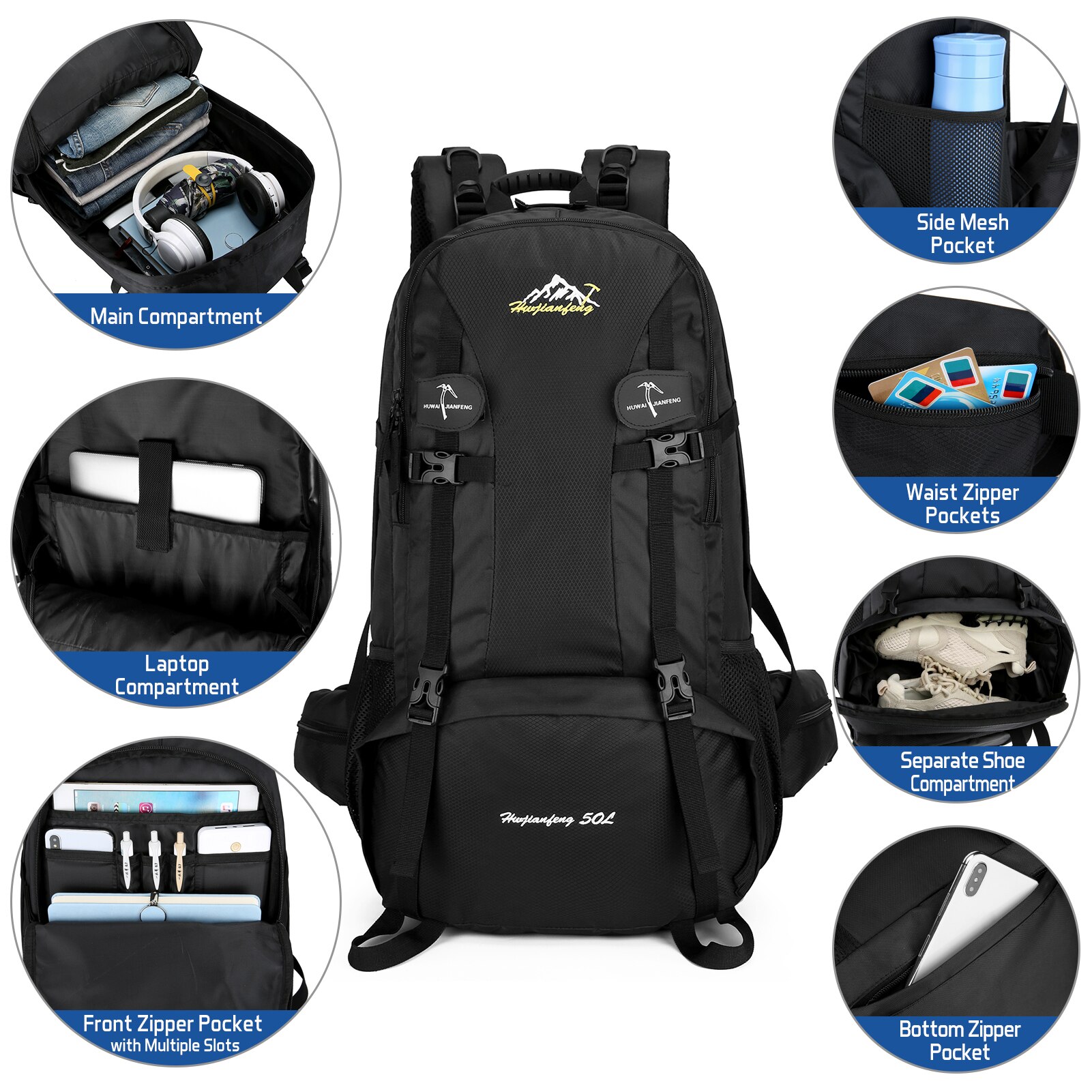 50L Trekking Backpack Hiking Backpack for Mountaineering Travelling Camping