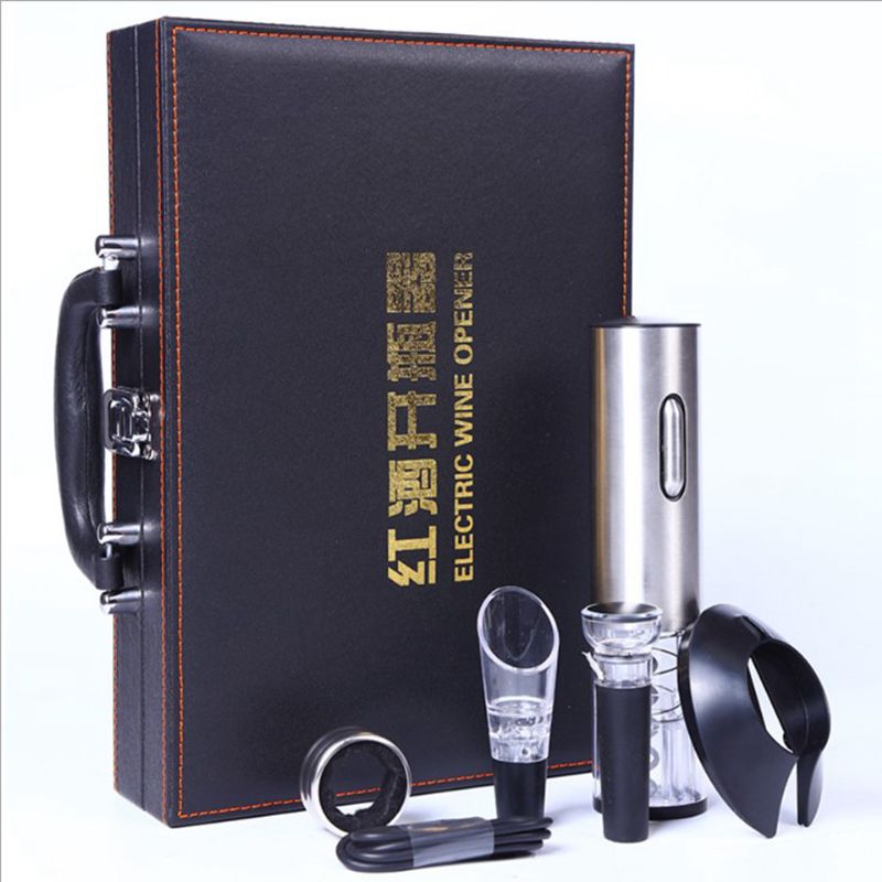 Dry Battery Electric Wine Opener Automatic Bottle Opener Corkscrew Red Wine Opener Foil Cutter Set for Kitchen Tool: Gift box packaging2