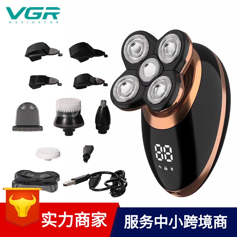 VGR Style rasoir électrique 5-en-1 multi-fonctionnel rasoir hommes coiffeurs lavage cristal liquide affichage numérique 316