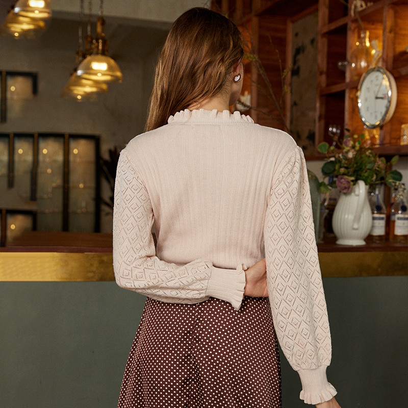 Simplee fourrure pompon pull automne hiver lanterne manches tricoté pull femme Streetwear dames vert pull