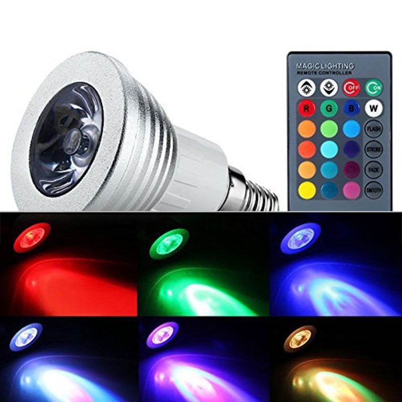 Rgb led lampa led spotlight  e27 / e14 / gu10 fjärrkontroll färg utbytbar  ac85-265v led belysning