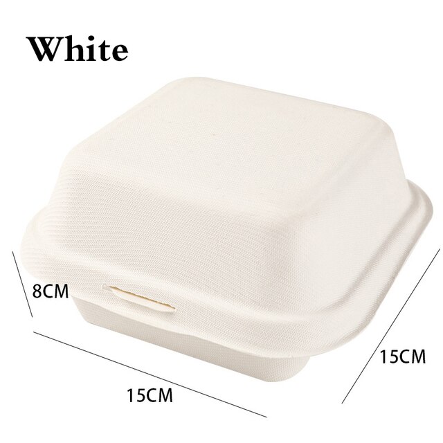 20 Stuks Wegwerp Lunch Box Milieuvriendelijke Bento Box Bakkerij Container Fruit Hamburger Cake Maaltijd Prep Verpakking Voedsel Container: White