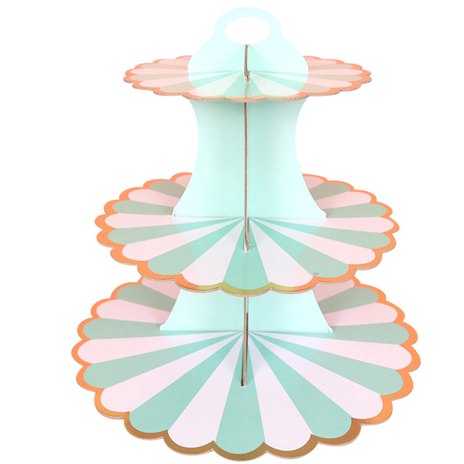 3-Layer Cupcake Stand Round Cardboard Cupcake Holder Foldable Baby Showers Birthday Wedding Party Decor Dessert Table Supplies: B