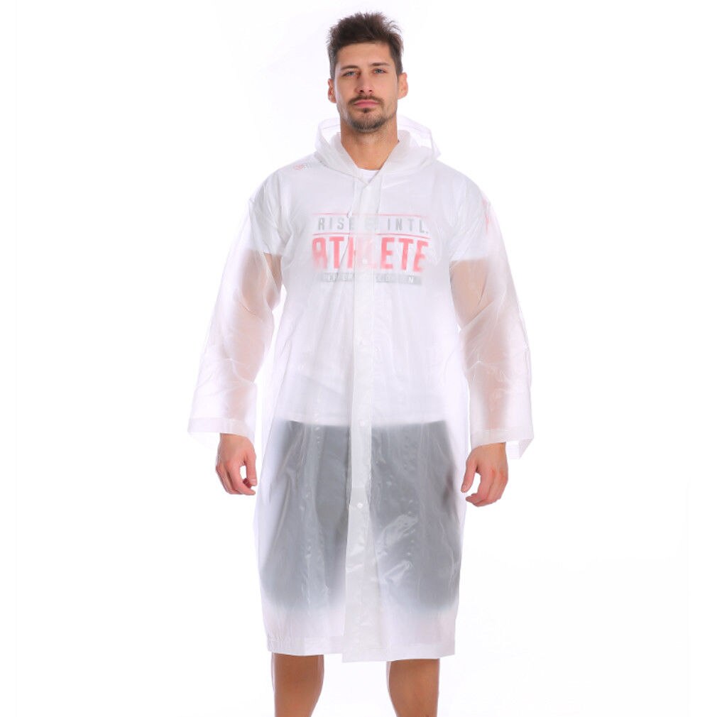 Chubasquero transparente para adultos impermeable de goma eva impermeable de vinilo impermeable para acampar senderismo abrigo de lluvia con capucha: Blanco