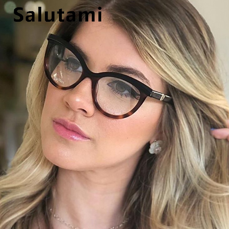 Øjenbue stel rød leopard brille stel til kvinder luksus mærke rund cat eye klare briller kvindelige transparente nuancer