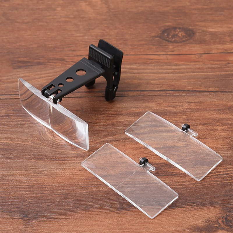 1.5x/2.5x/3.5x forstørrelsesglas optiske instrumenter foldeclips på brillelup med 3 linser abs akryl holdbar 85 x 30mm