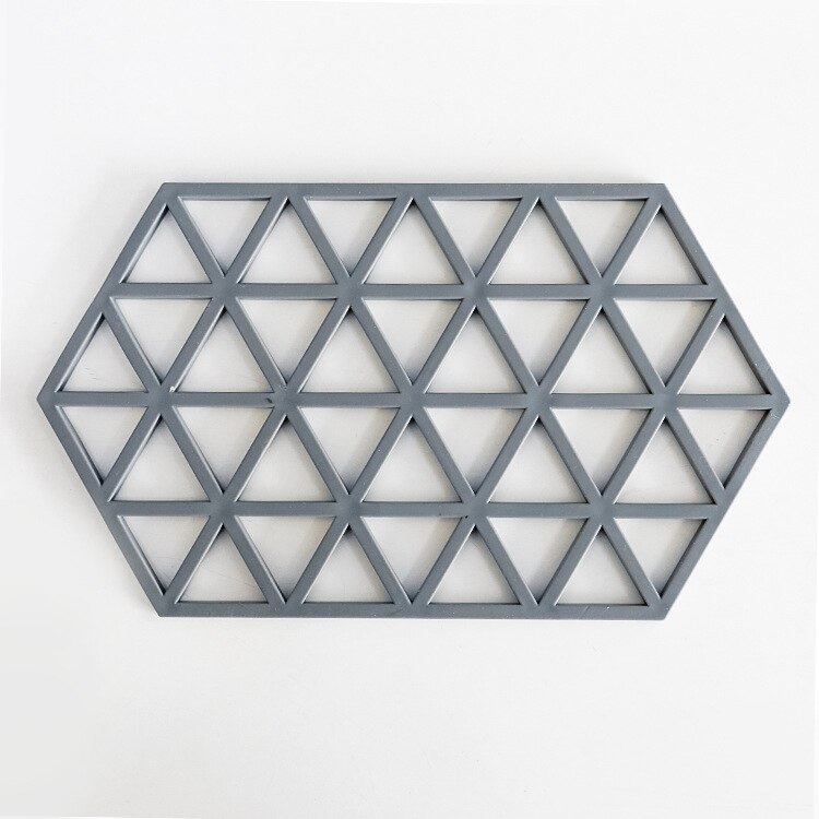 Nordisk stil blått rött rutnät hexagon form silikon koppmatta halksäker isoleringsplatta heminredning köksredskap för kruka tallrik kopp skål: Grå c