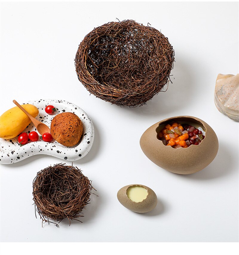 Moderne Eenvoudige Keramische Ambachten Persoonlijkheid Creatieve Dessert Kom Hydrocultuur Ei Shell Struisvogel Ei Vaas Woondecoratie