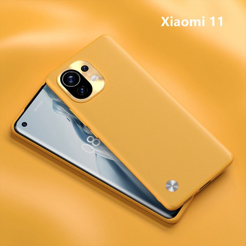 Luksusowe skórzane etui do Xiaomi 10 11 Pro odporna na wstrząsy Funda do Xiaomi 11 Mi11 pełna pokrywa tylna obudowa aparatu Mi10 silikonowy zderzak: Yellow for Mi11